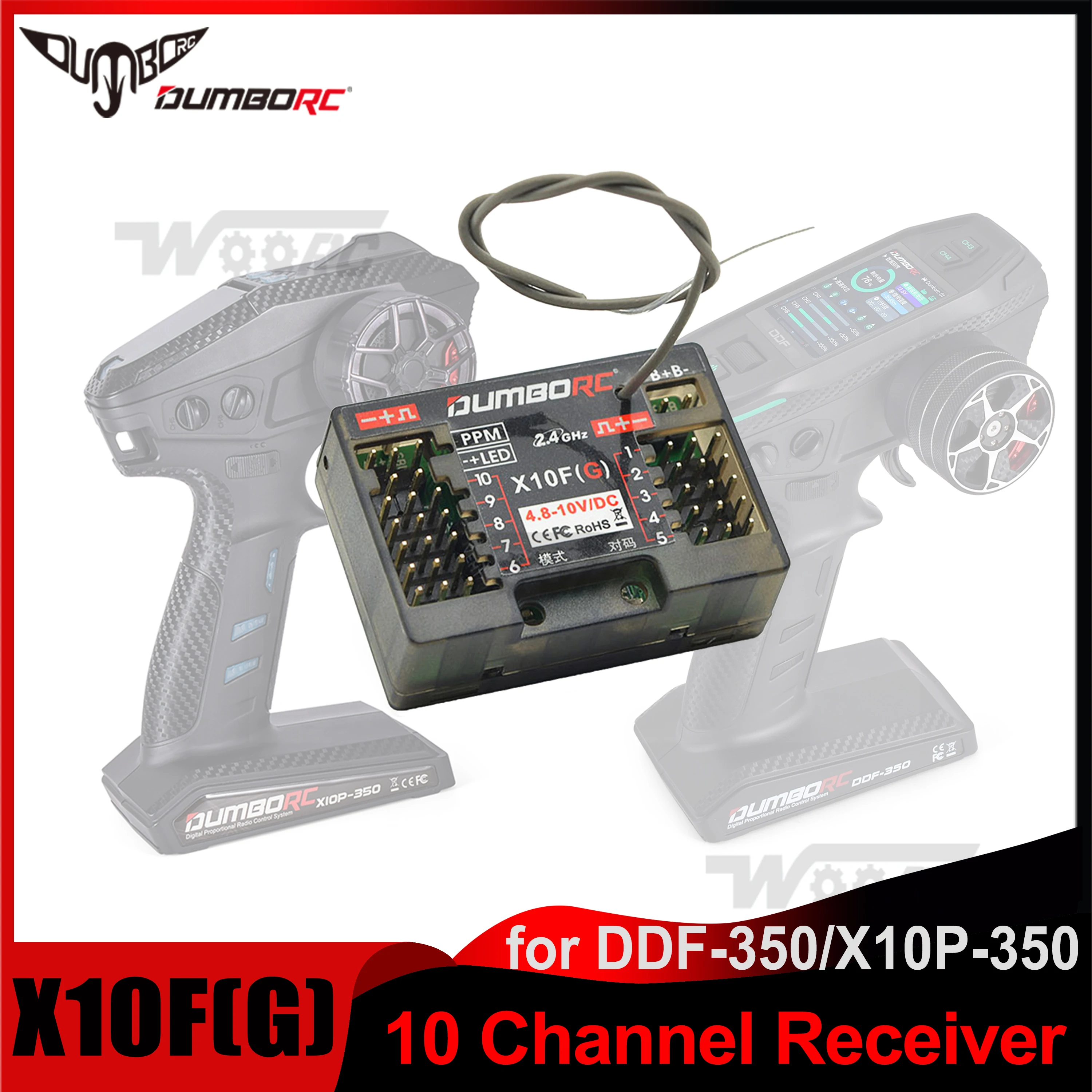 

DUMBORC X10F(G) Receiver 10CH Lamp Control Voltage Return for DDF-350 RC Remote Controller 2.4GHZ Transmitter X5P X6PM X10P X6P