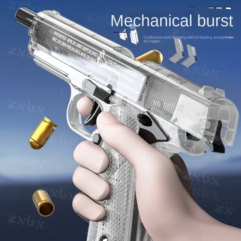 M1911 Colt Toy Gunman Gun, Soft Bullet Shell, Catapult Blaster, Manual Air Gun Launcher, Boys Shooting Game