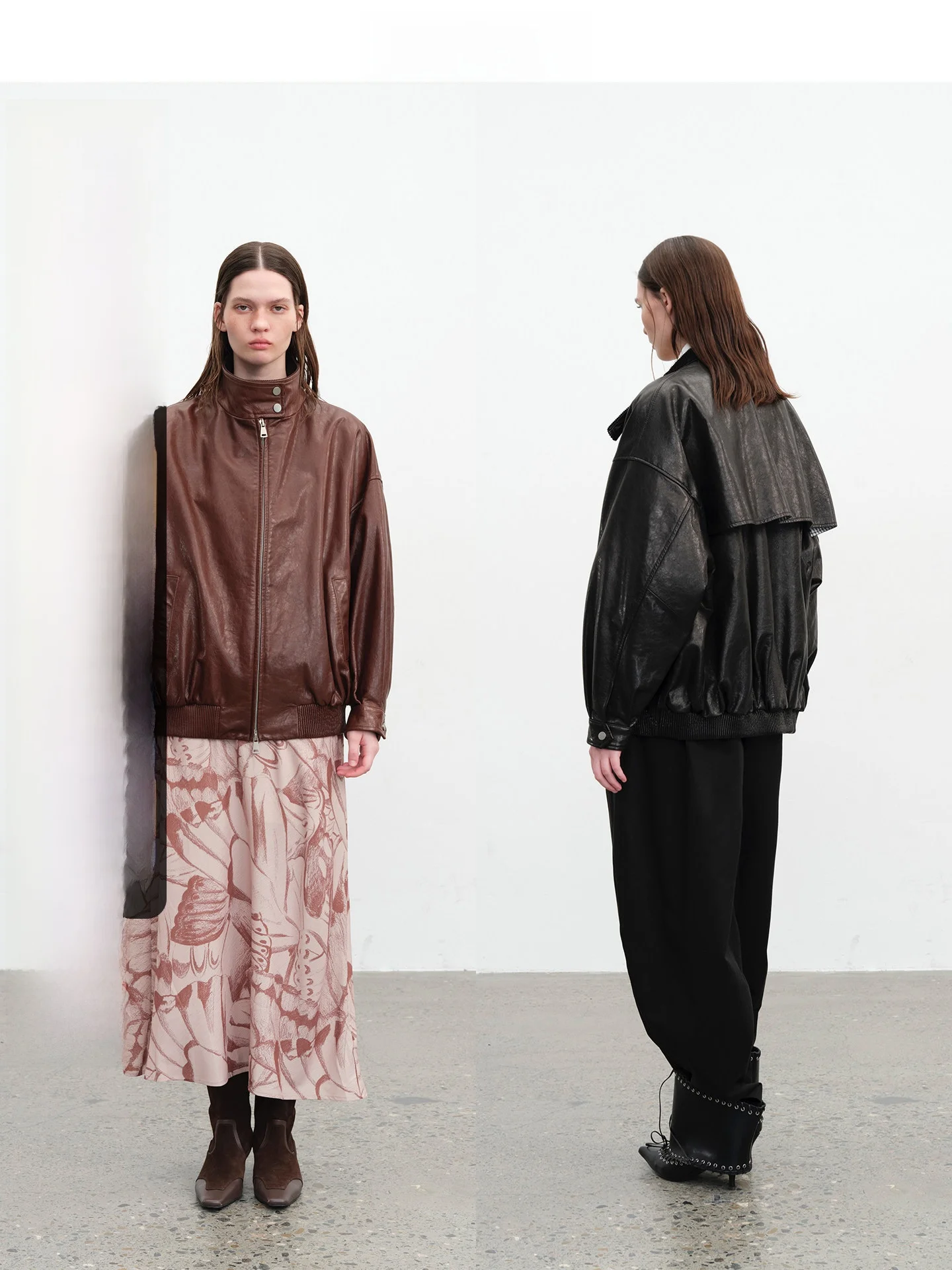 

CC Faux Fur Stand Collar Ba Windproof Oil Wax Goat Skin Jaet for New York Rain Season Casual Sle Long Sve Coat