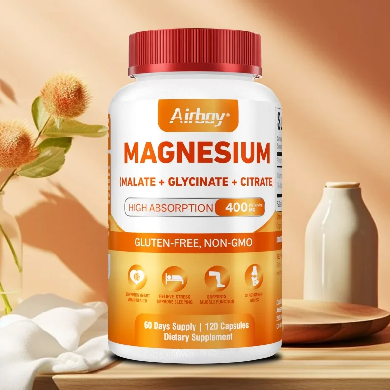 Magnesium Complex Capsules, Magnesium Malate, Glycinate, Citrate, Support Bone Muscle Heart Nerve Sleep & Brain Health