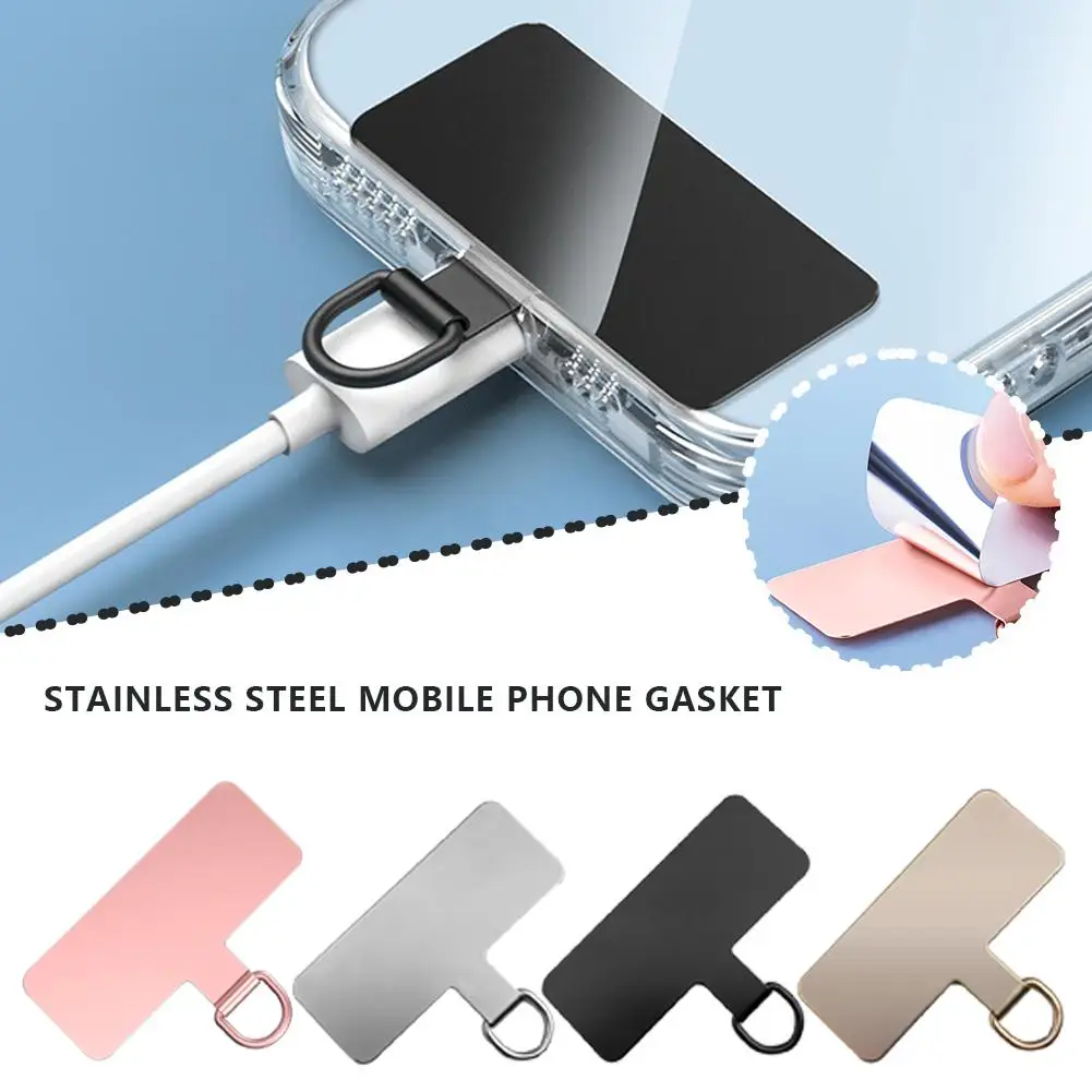 Stainless Steel Phone Lanyard Patch Gasket Ultra-thin Connect Tabs Cord Tether Phone Replacement Hanging Safety Metal Piece T8c1