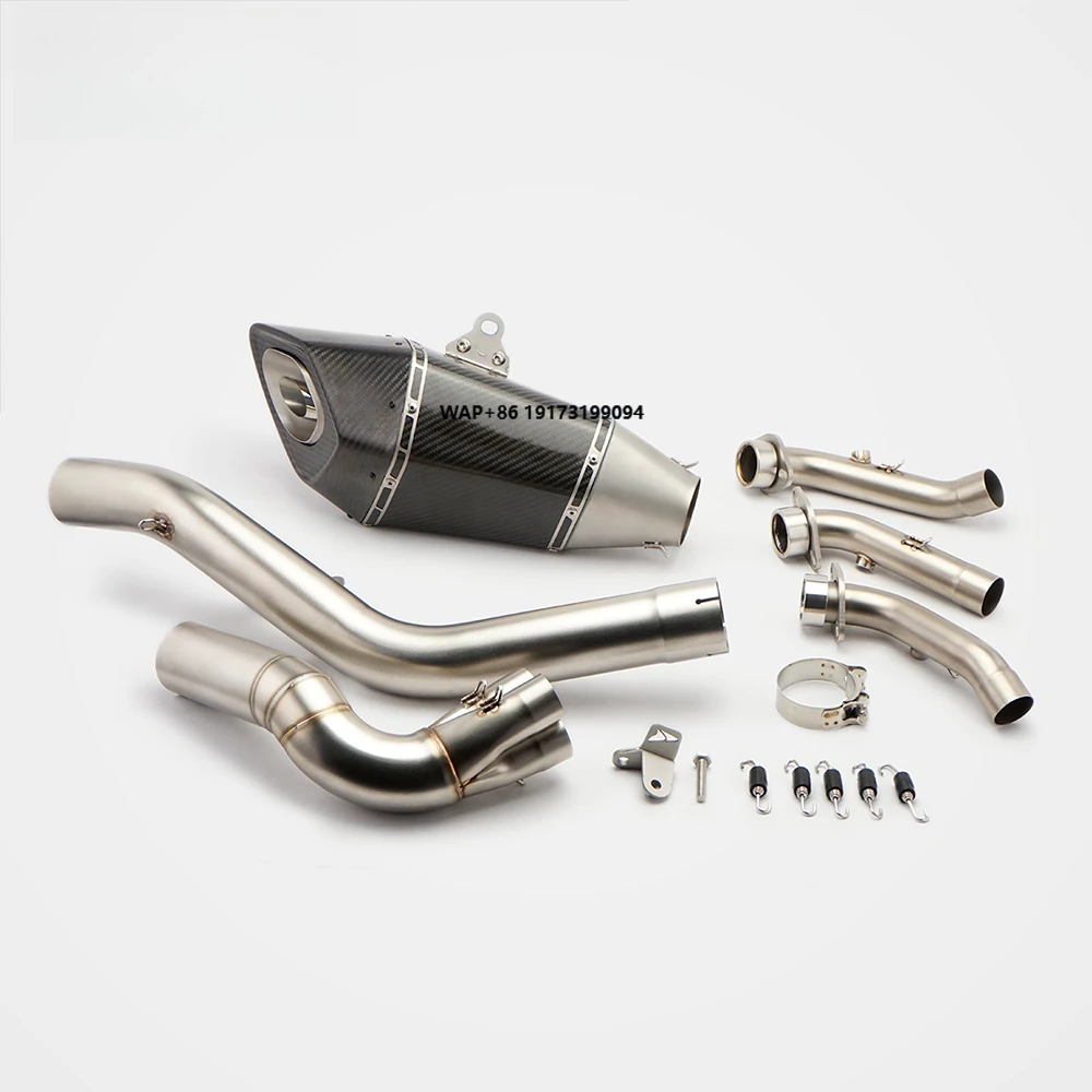 For ZONTES 703RR Carbon Fiber Full Straight Exhaust System Dominator-style zontes 703rr tail Exhaust with oxygen sensor OEM&ODM
