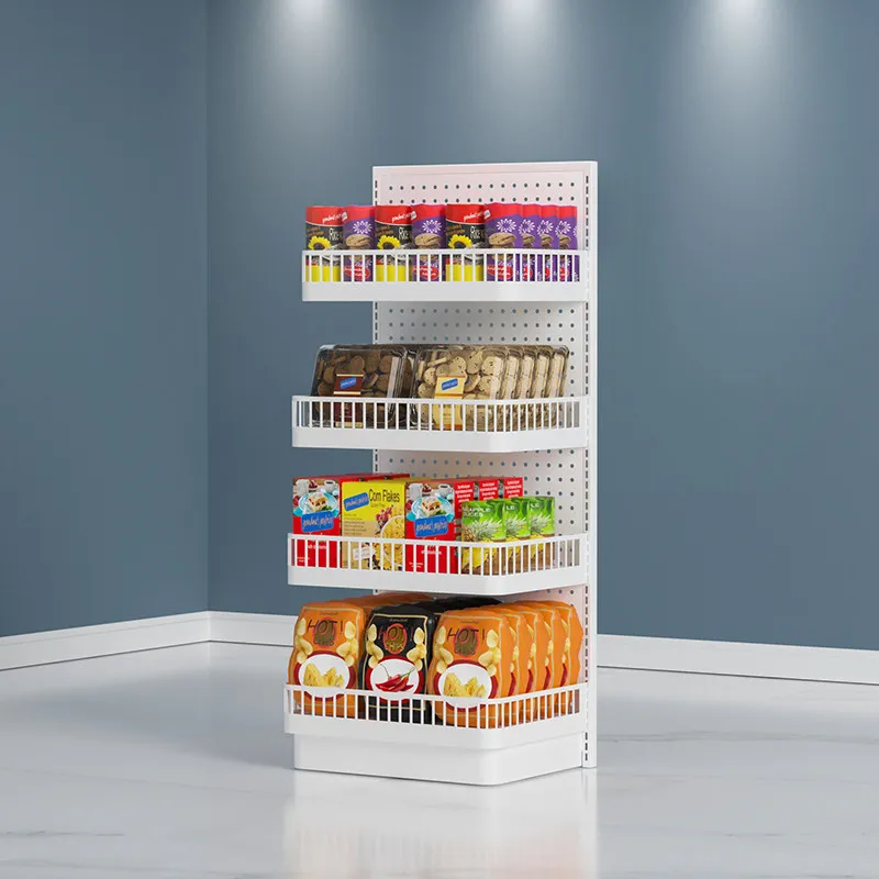 Supermarket against the wall against the end of the pillar Convenience store Small snack shelves Household