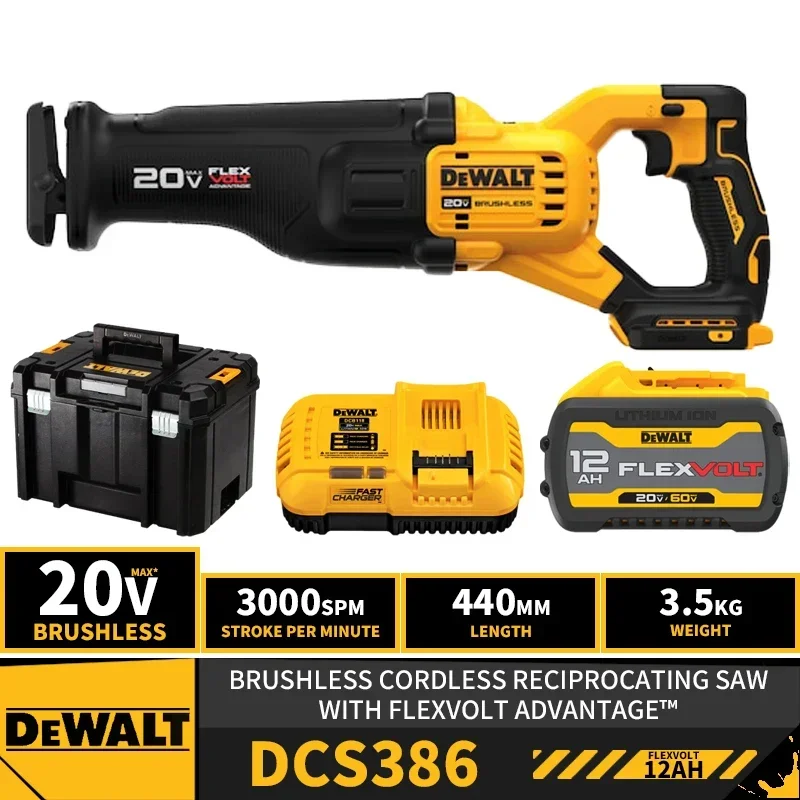 DEWALT DCS386 Kit Brushless Cordless Reciprocating Saw with FLEXVOLT ADVANTAGE™ 20V Lithium Power Tools With Battery Charger