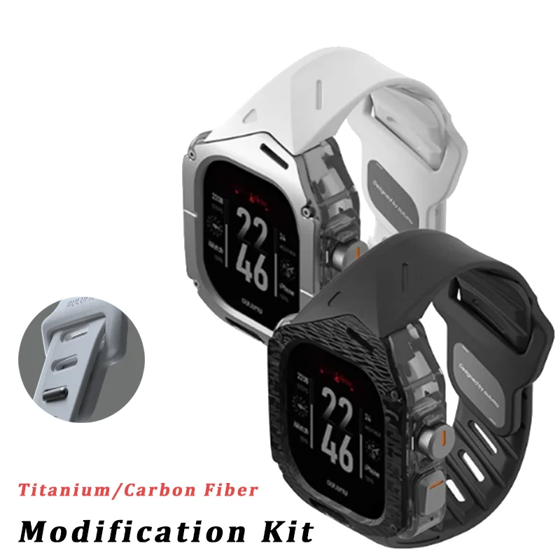 

Luxury Carbon Fiber Modification Kit For Apple Watch Ultra 2 1 49mm Case Bnad For iWatch Titanium Mod Kit Fluororubber Strap