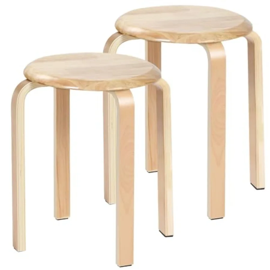 

Wooden Stackable Stool, Portable Barstools with Round Top, Anti Slip Felt Pad, for Dinning, Living Room, Class Room, 11.8''Lx11