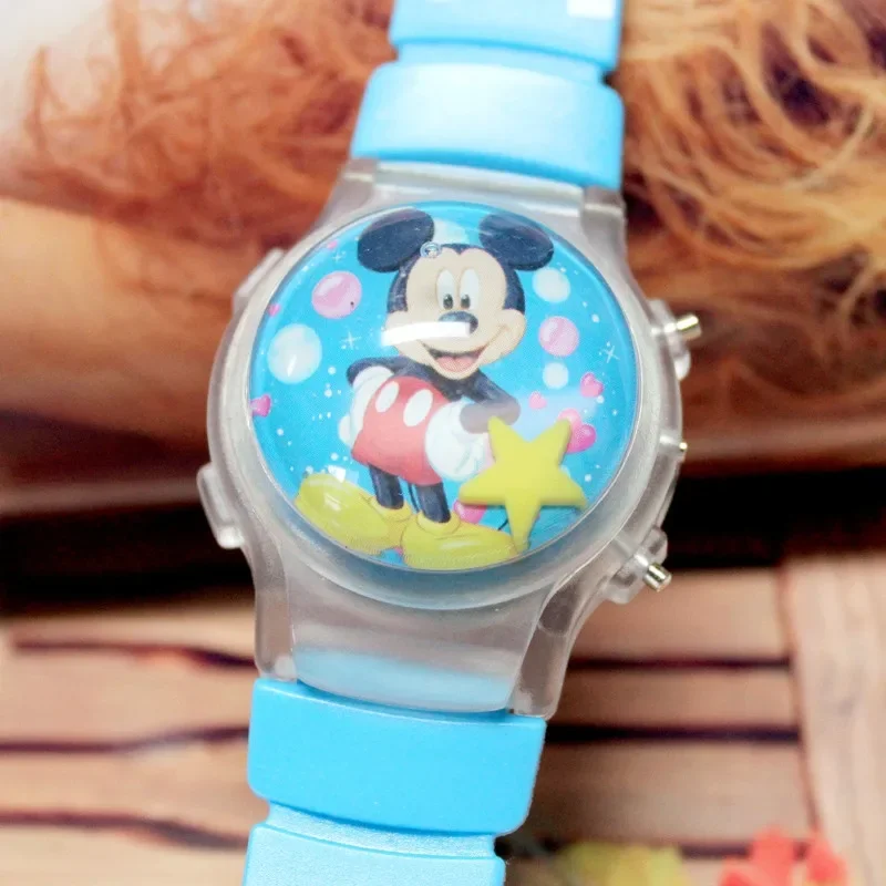 Disney Mickey Minnie Cartoon luminous children\'s watch Silicone strap cute flash music Watch kids clock watches birthday gifts