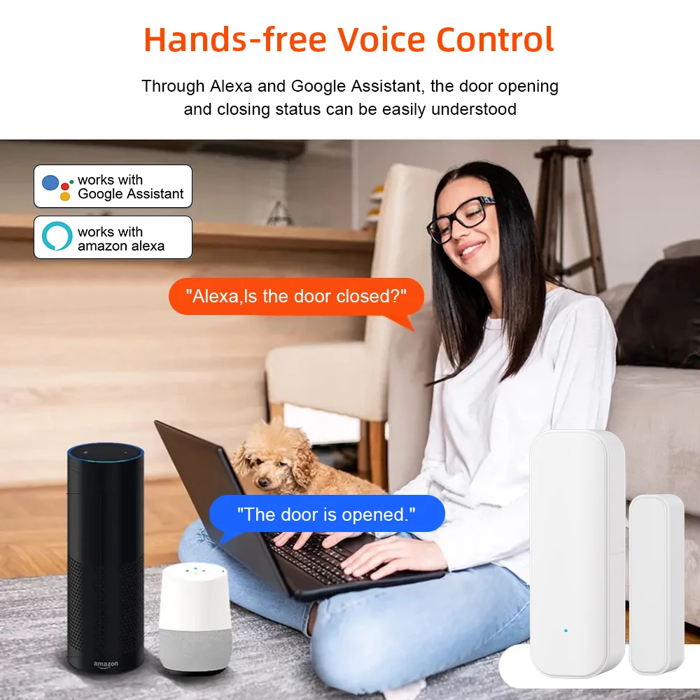 Tuya WiFi Door Sensor Smart Home Wireless Door Open Close Detectors APP Remote Alarm with Black or White Color