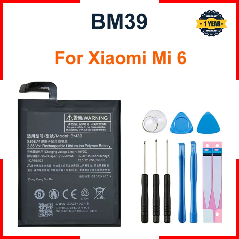 For Xiao Mi Phone Battery BM39 For Xiaomi Mi 6 Mi6 3250mAh High Capacity Replacement Battery Free Tools Retail Package