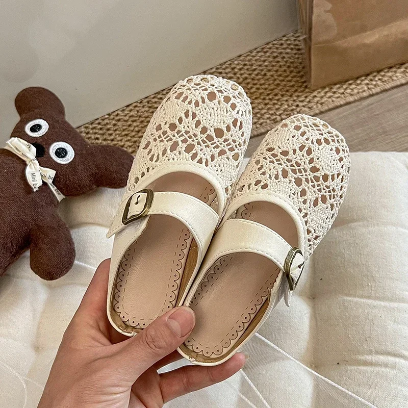 

Kids Crochet Sandals For Girls 2026 Summer Non-slip Toddler Beach Vacation Shoes Retro Chic Comfort Mary Jane Simple Sandals