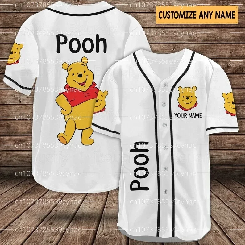 

Disney Winnie The Pooh Baseball Jersey Men's Free Custom Baseball Shirt Disney 3D T-shirt Casual Sports Baseball Uniform