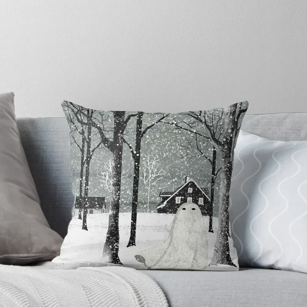 

There's A Ghost in the Blizzard Throw Pillow Christmas s Covers Bed pillowcases Cushion Cover Set Cushion Child pillow