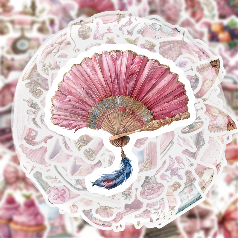 50 rosa Vintage-Graffiti-Aufkleber, geeignet für Wasserflaschen, Laptops, Telefondekorationen, Koffer, Skateboards, Gitarren, Geschenkboxen, Partydekorationen, Weihnachtsgeschenke