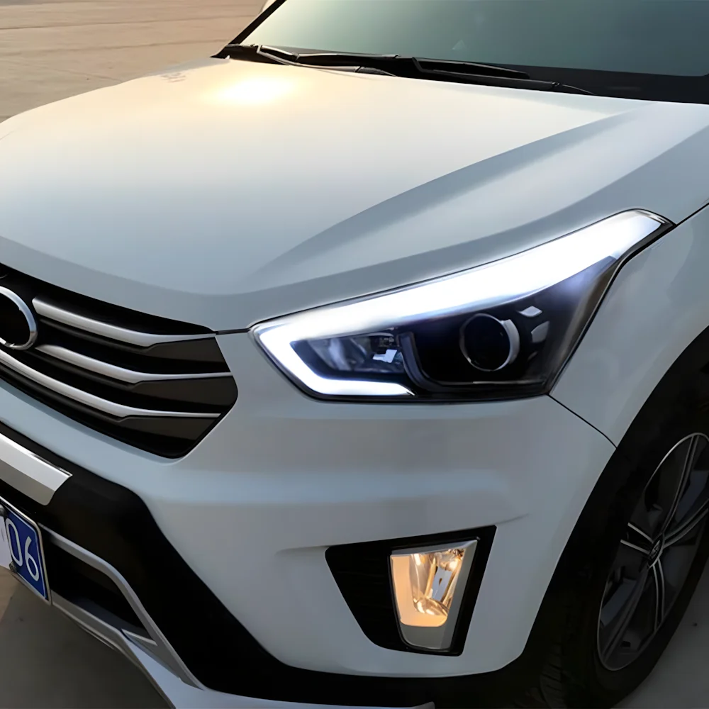 For Hyundai Creta Ix25 2014-2019 Upgrade High Configure Led Auto Front Lamp Assembly Bifocal Lens Car Headlight Accessories