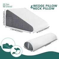 2 Pcs Memory Foam Bed Wedge Pillow/Neck Pillow For Back - Triangle Pillow With Removable Cover 5
