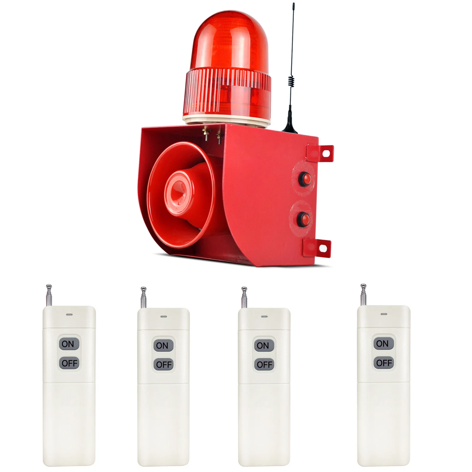 Outdoor Waterproof 500m Wireless Remote Control Alarm Siren Strobe Light with Adjustable 120dB Horn 9 Tones