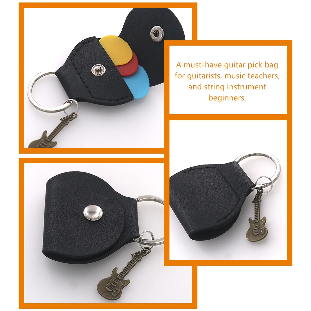 

4 Pcs Pick Bag Guitar Keychain Holder Picks Storage Portable Mini Shaped Holders Pu Display