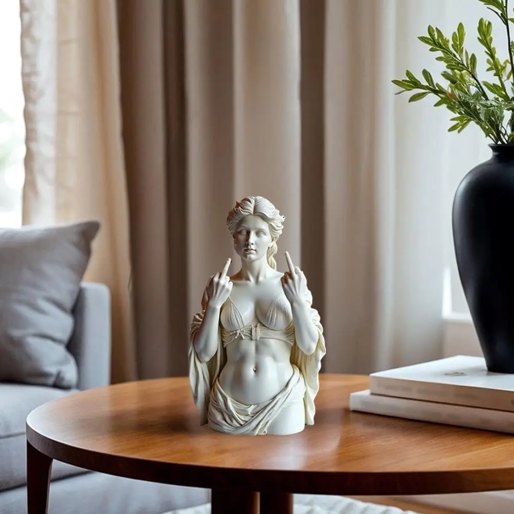 

Vienna Goddess Statue Resin Craftsmanship 3D Vertical Middle Finger Mocking Ornament Home Decor