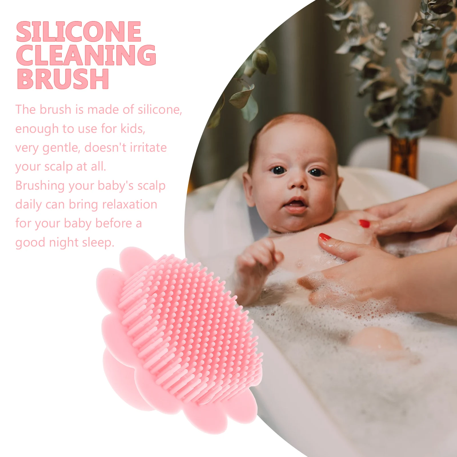 

Shampoo Brush Baby for Newborn Scalp Scrub with Cover Silica Gel Hair Wash Care Massager