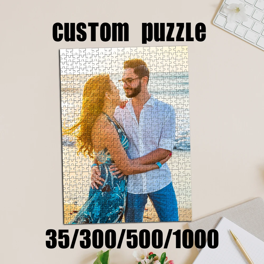 Personalized Custom Photo Puzzle Customized Couple At The Beach At Sun Fun Gift In New Year, Valentine's, Father, Mother's Day