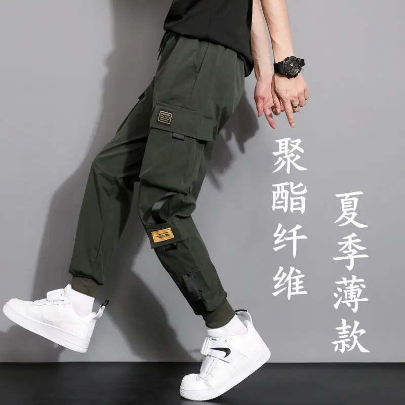 

Mens Overalls Loose Multi-Pocket Ankle Banded Trousers Casual Male Cargo Pants Jogging Pants Men Korean Streetwear