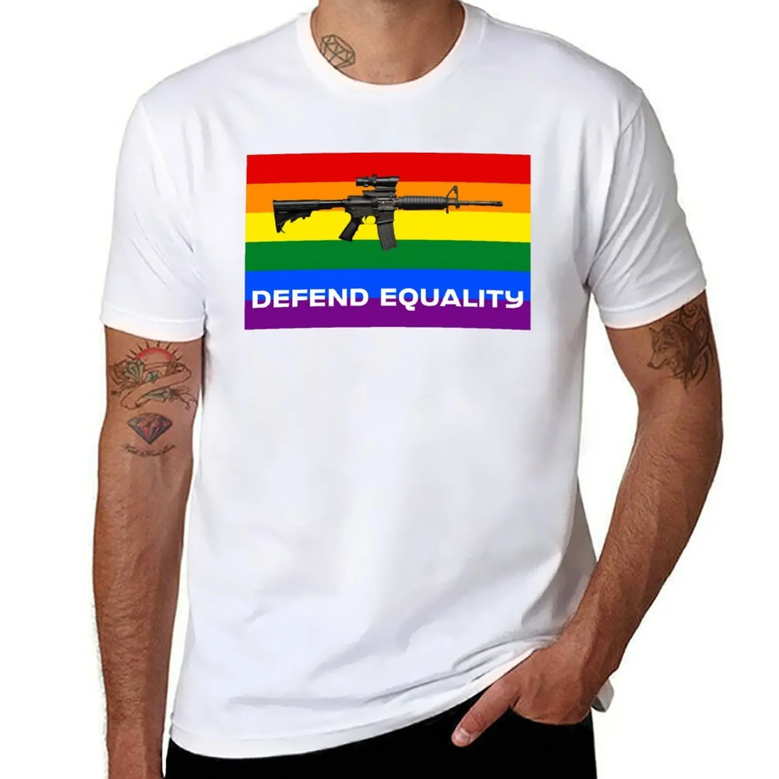 

Defend Equality (Pride Flag)| First Amendment| Cool and Cute Stickers| T-Shirt man t shirt cotton T-Shirt
