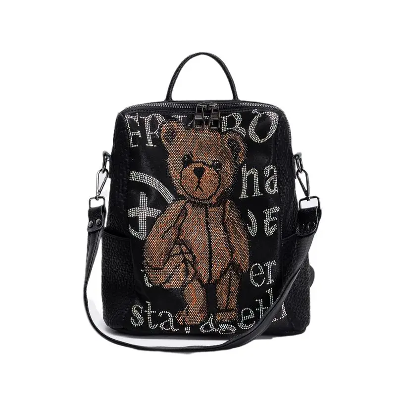 Sac à dos en cuir véritable de grande capacité pour filles, sacs d\'école mignons, sac à dos de voyage féminin, nouvelle tendance, initié Ita