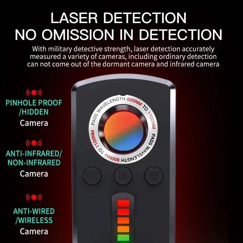 Imagem -05 - Detector de Câmera Infravermelha Profissional Anti Spy Gadget Dispositivos de Proteção de Segurança Escutas Telefônicas Gps Hunter Signal