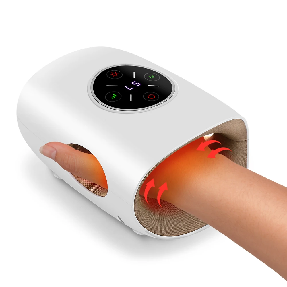 

Portable Wireless Rechargeable Electric Hand Massager Hot Compress Finger Palm Massage with Air Pressure Compression Airbags