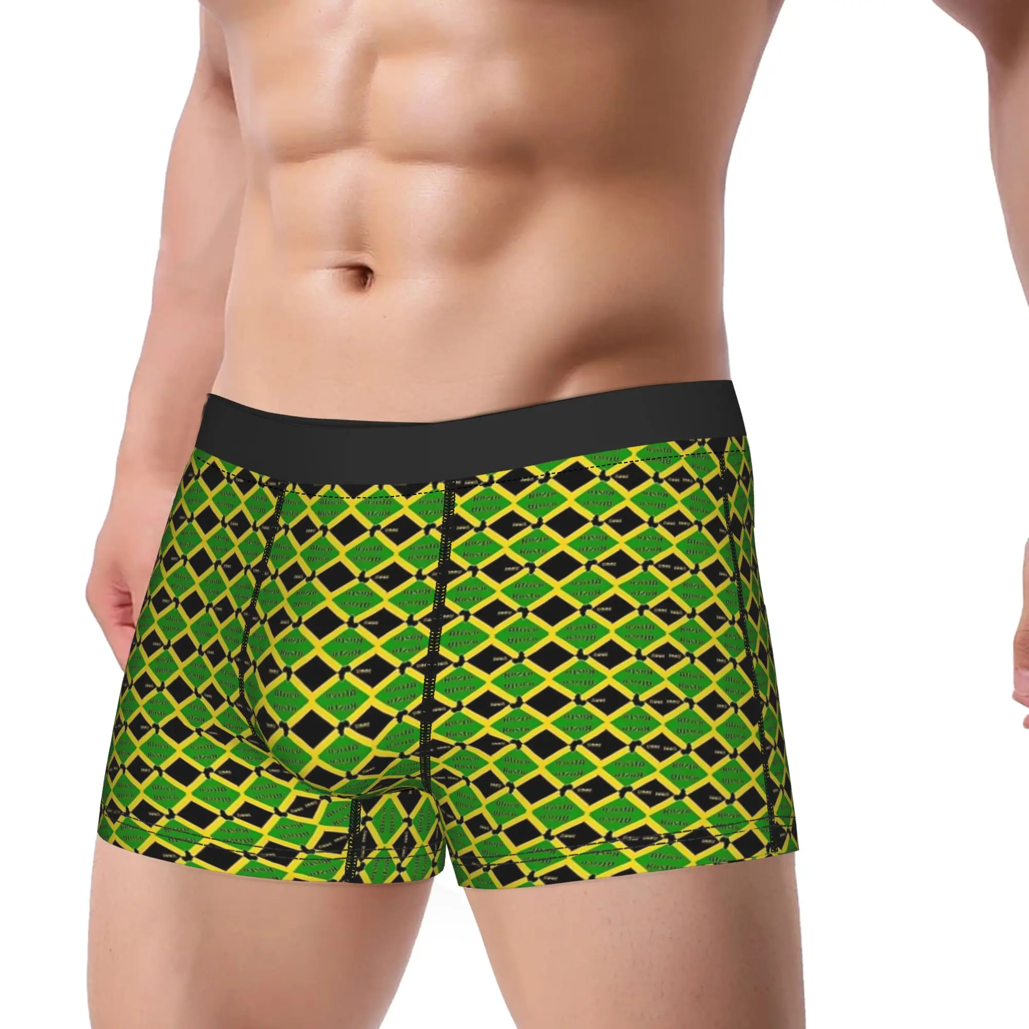 PAINTING FUNNY GREAT JAMAICA Underwear  Man Underpants Pattern Breathable Boxershorts Hot Sale Boxer Brief Plus Size