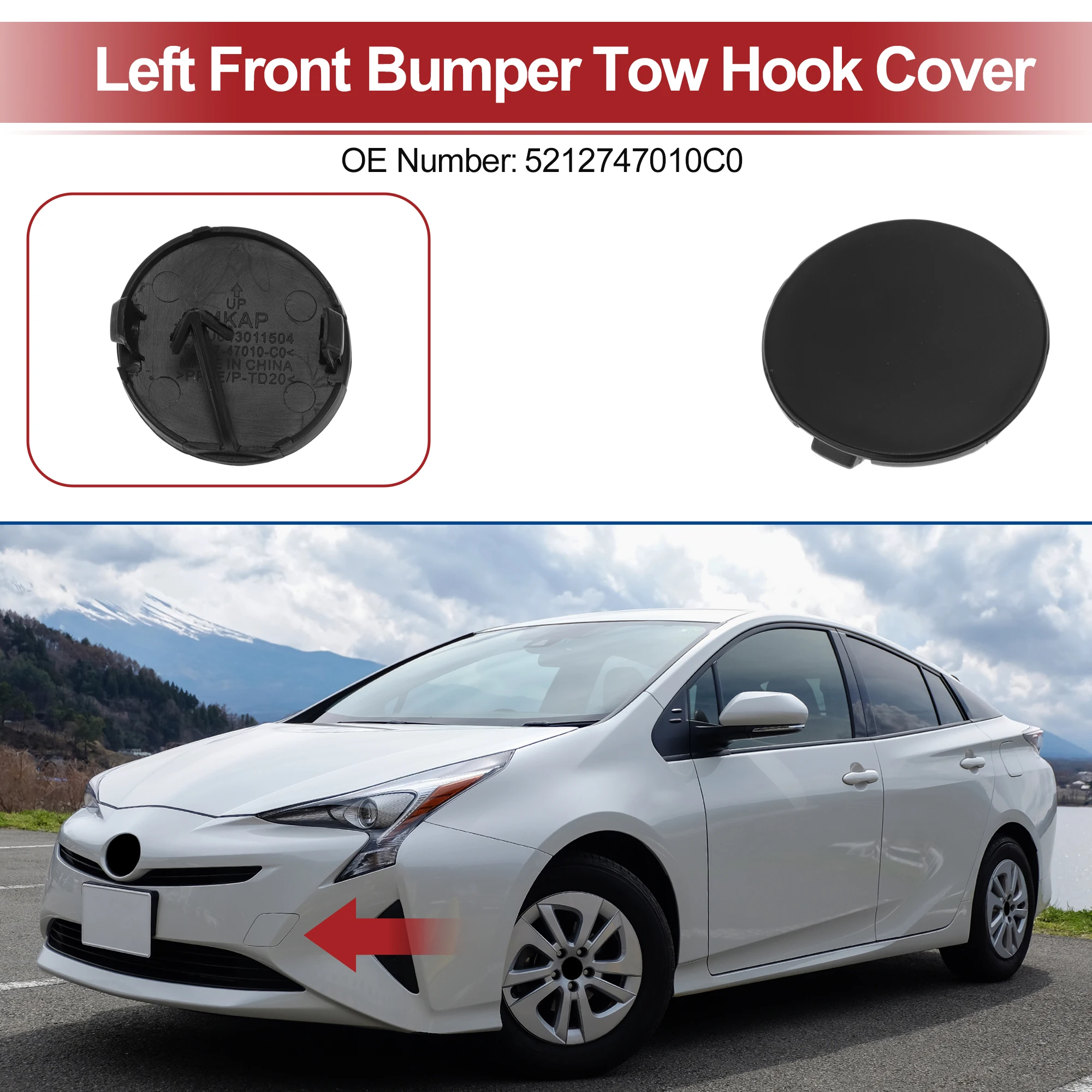 UXCELL Left Front Car Tow Hook Cover Cap for Toyota Prius 2004-2009 No.5212747010C0