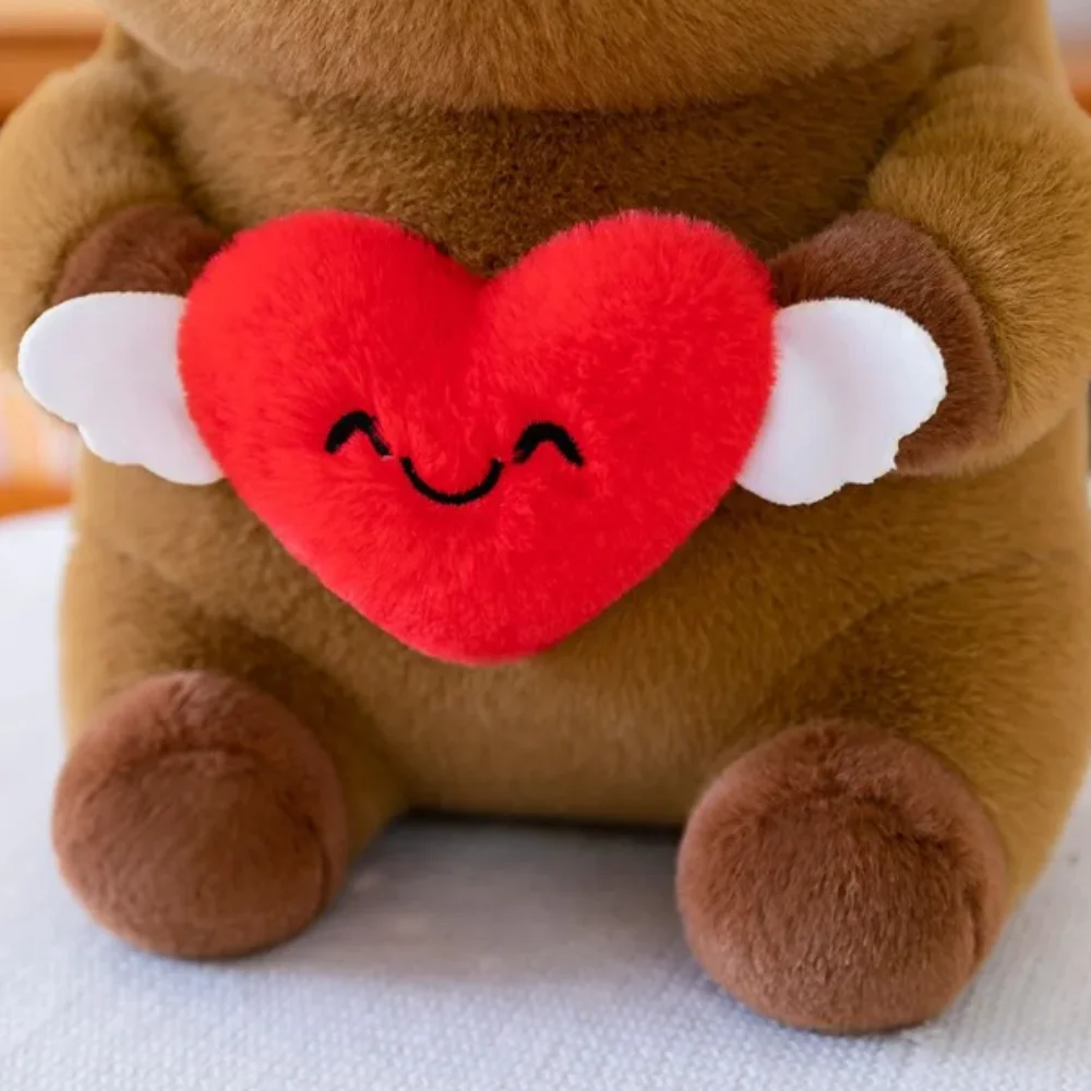 

Lovely Love Heart Capybara Braided Fluffy Capybara Cotton Cute Brown Capybara Stuffed Birthday