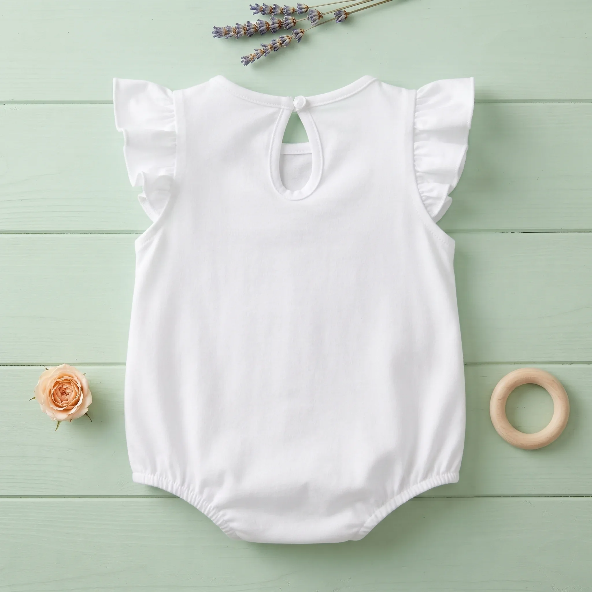 Summer Infant Baby Girls Cute Flutter Sleeve Bodysuit Triangle Romper Cute Bow Decoration Summer Newborn Clothes 0-18M