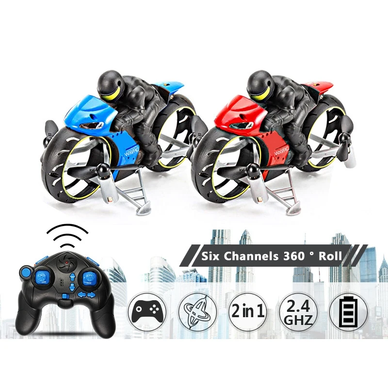 BAAA-RC motocicleta anfíbia 2 em 1 mini drone voador motocicleta brinquedo quadcopter para crianças (vermelho)