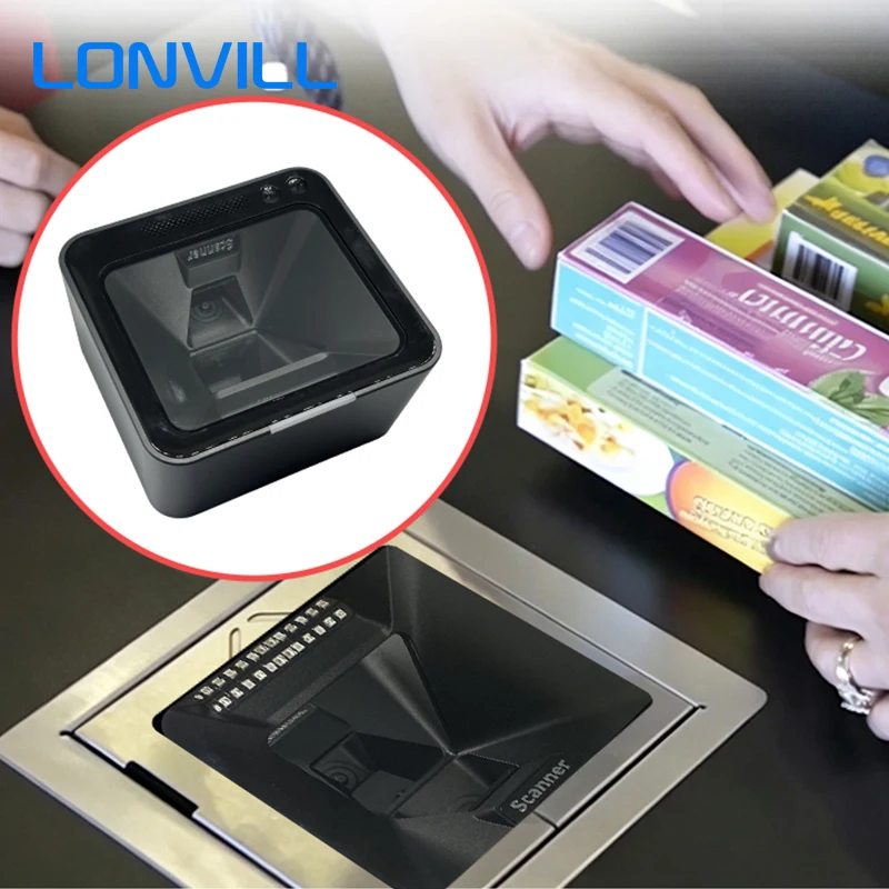LONVILL Anti False Triggering Dual IR Optical Sensing Low Power Auto Sleep Wake Embedded Cashier Counter Barcode Scanner