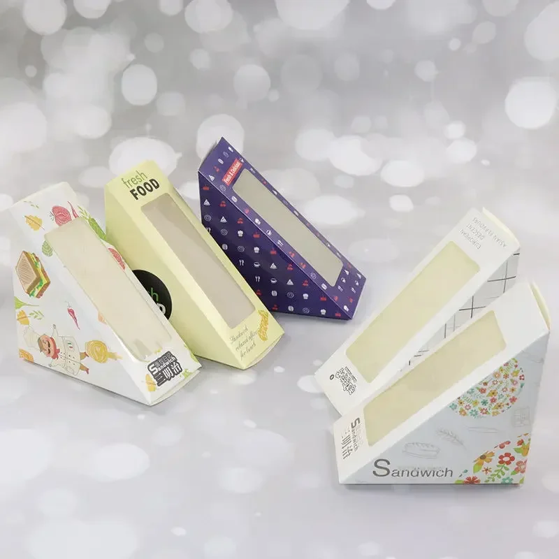 100 Sheets Sandwich Bag Triangle Cake Box Cake Store Sandwich Bread Wrapper Household Disposable Baking Transparent Paper Box
