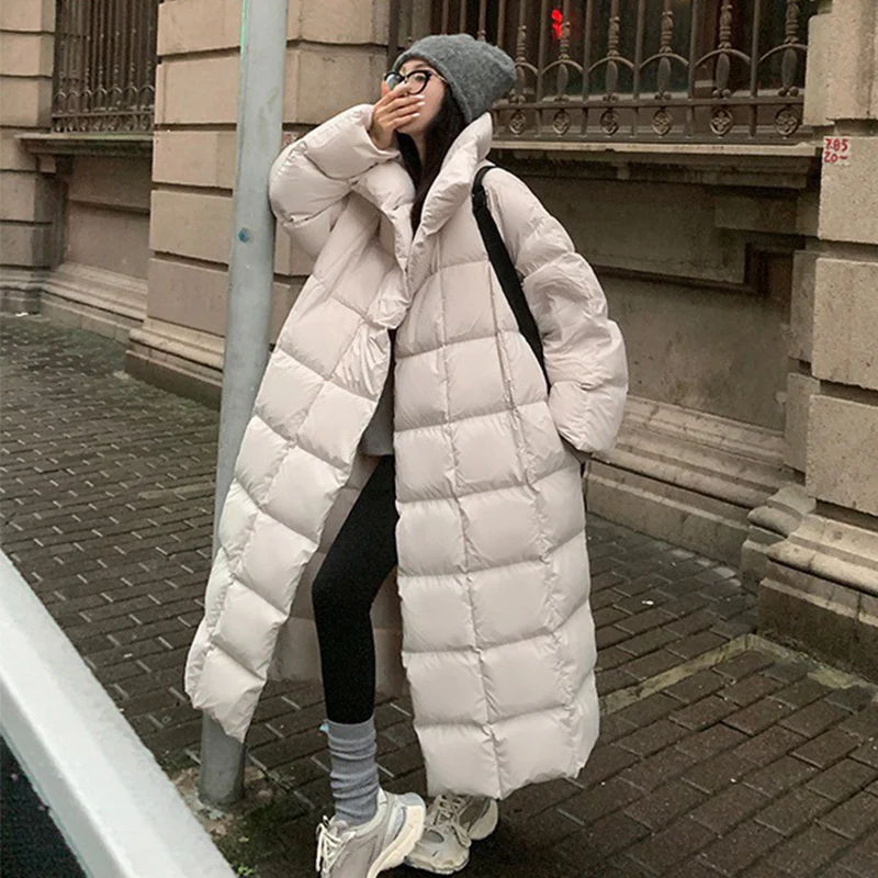 2025 Winter Long Parkas Coat for Women Korean Oversized Stand Collar Cotton-Padded Jacket Windproof Warm Thick Parkas Outerwear