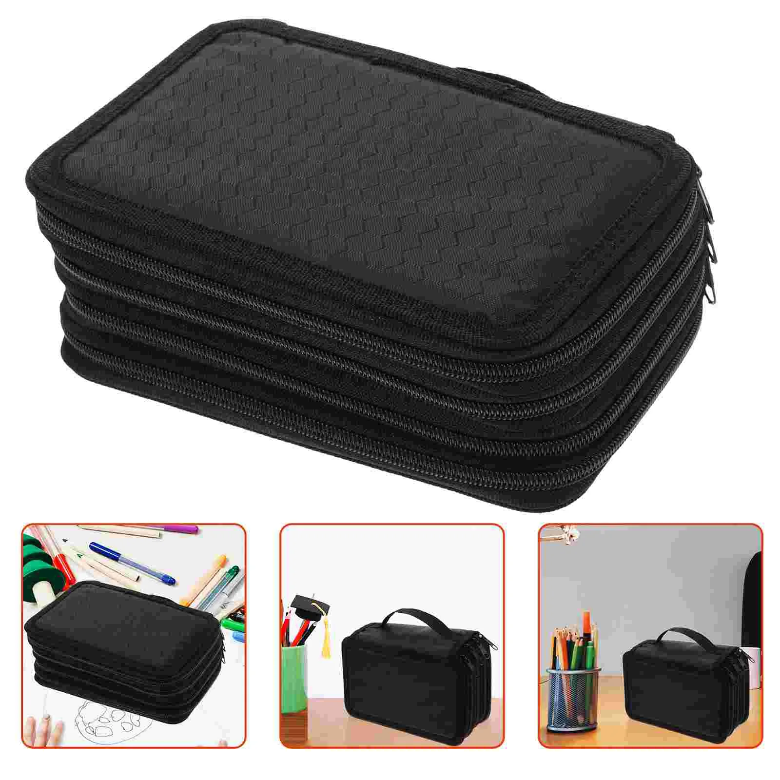 72 Slots Pencil Holder Organizer 4-layer Colored Pencil Case Students Pen Pouch Bag Stationary Box with Zipper for School Of