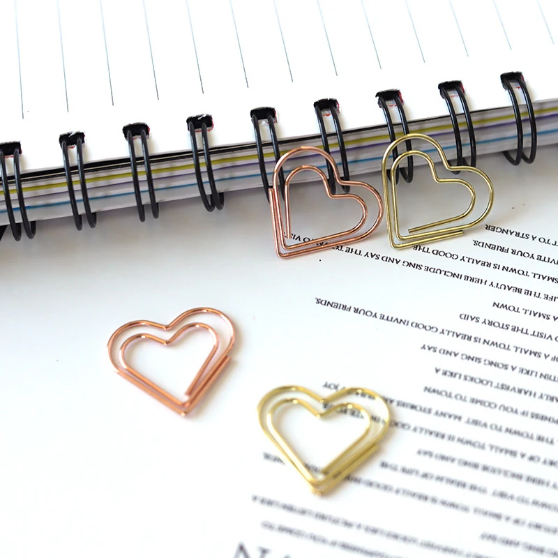 50 шт./упаковка, зажимы для бумаги в виде сердца