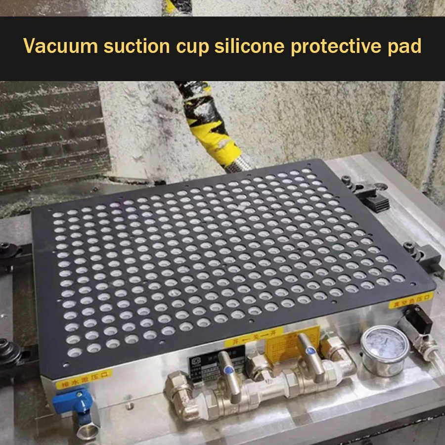 Vacuum suction cup protective pad, silicone pad, CNC machined rubber porous accessory with adhesive backing positioning hole