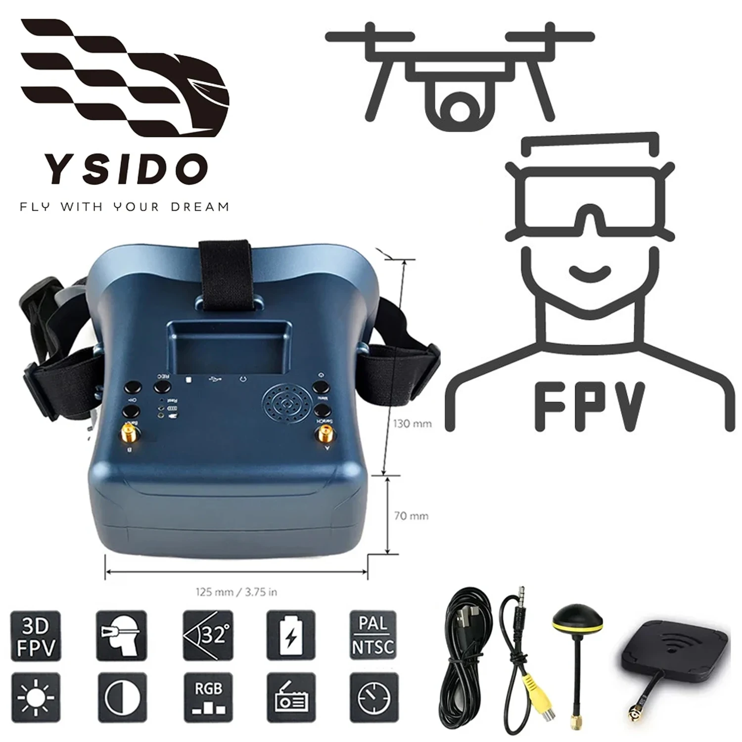 

FPV Goggles 008D 5.8G 40CH 4.3Inch Video Headset HD DVR Diversity With Battery For EV800D RC FPV Racing Drone Micro BWhoop Drone