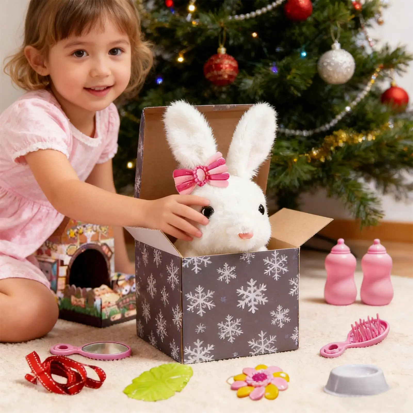 Animal compañero para niños conejo eléctrico Animal con sonidos conejo de peluche de juguete para niños niñas Año nuevo Navidad Pascua