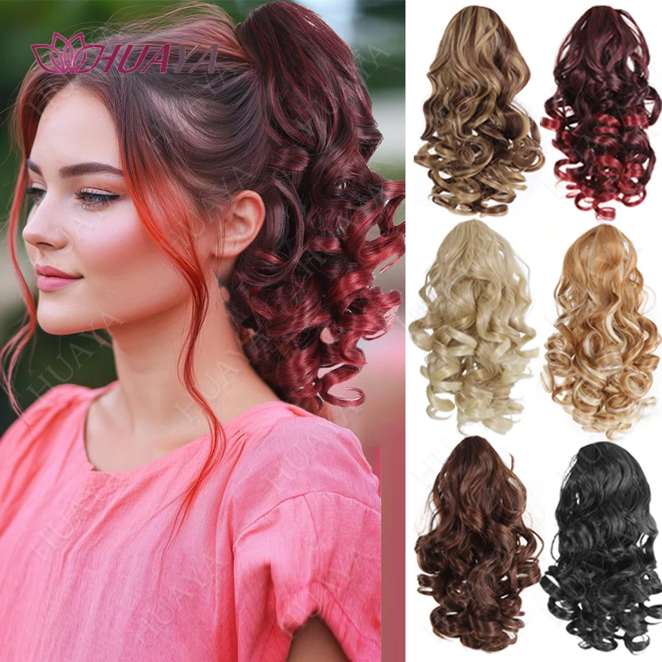 Synthetic Claw Ponytail Extension Hair 12Inch Deep WavePonytail Wig For Women's Daily Use Claw Clip On Short Curly Hair Ponytail