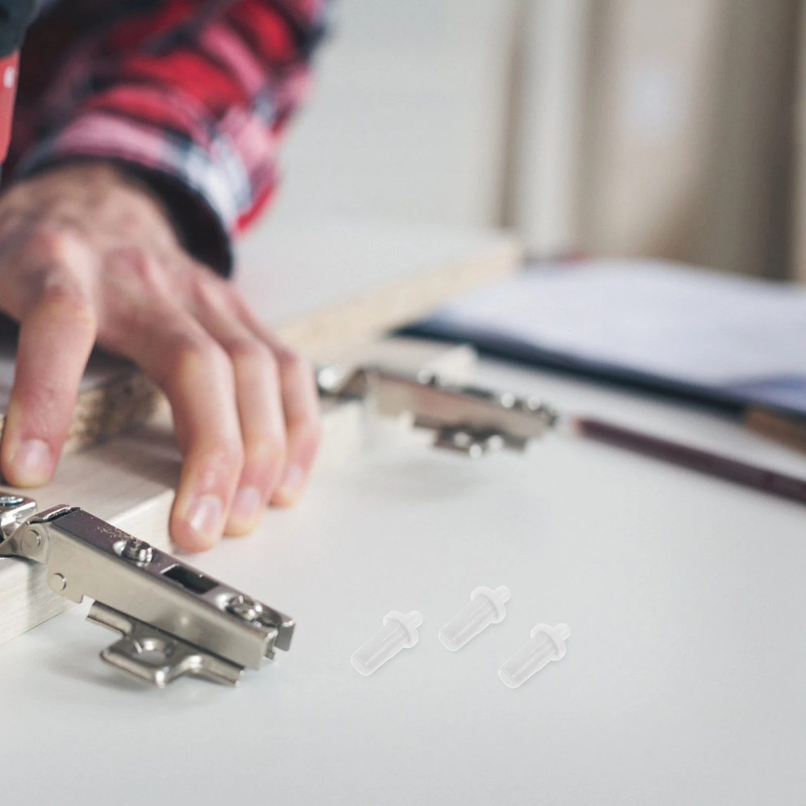 

28Pcs Cabinet Door Damper Spring Loaded Telescopic Repair Pins White Plastic Furniture Fixing Pins Shutter Louver Replacement