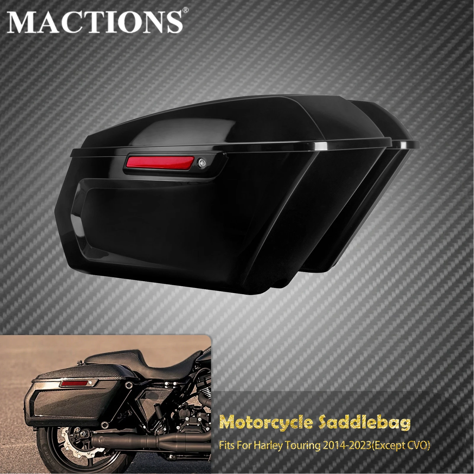 Motorcycle Hard Saddlebag Trunk Luggage with Black Latches Saddle Bags For Harley Touring Road King Street Electra Glide 2014-Up