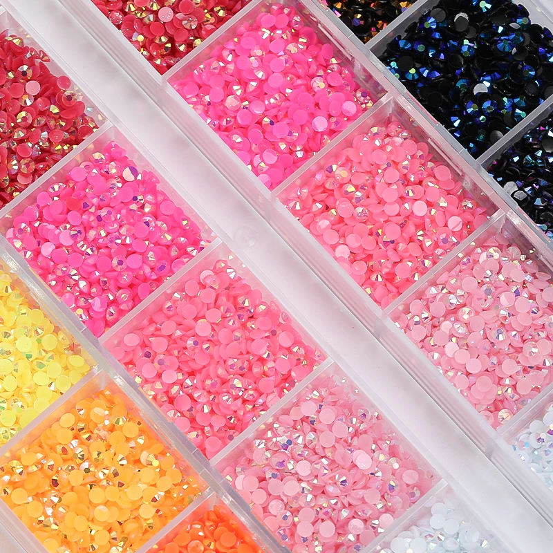 Jelly AB Resin Rhinestones Embellishments For Crafts Nail Art Set Flatback Gemstones Diy Crystal 12 Grid Mix Colors Kits