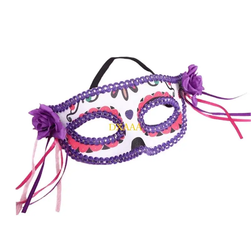 DXAA Halloween Party Mask Gedetailleerd bloemenpatroon vakmanschap voor vrouwen en meisjes