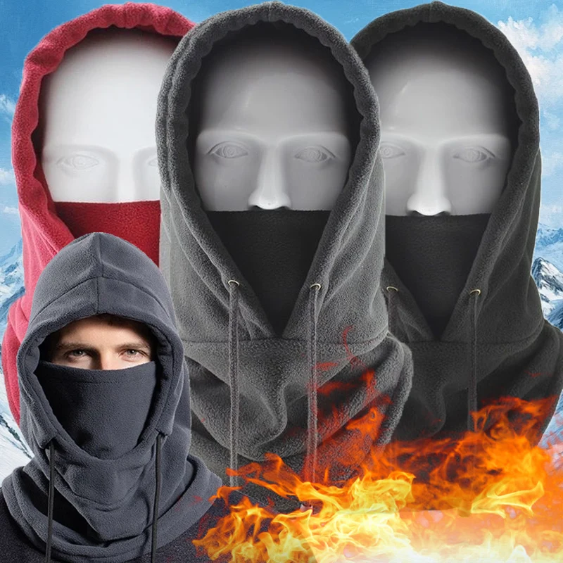 Outdoor Winter Thermal Balaclava Scarf Ski Face Mask Neck Warmer Snood Hood Fleece Hats Windproof Cold Warm Riding Sports Caps