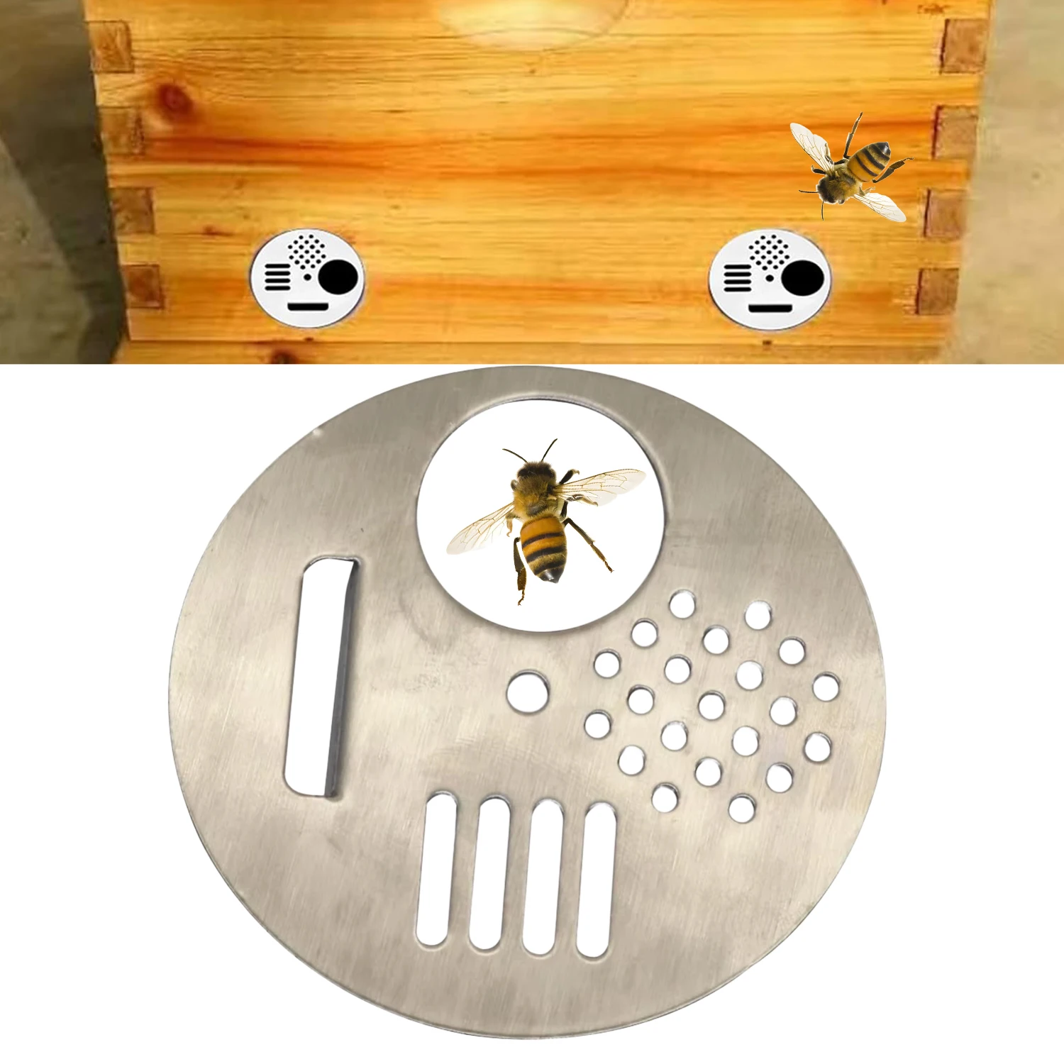 4Pcs Round Metal Bee Hive Entrance Beehive Door Gate Apiculture Beekeeping Nest Ventilation Equipment Anti-Escape Bees Tool