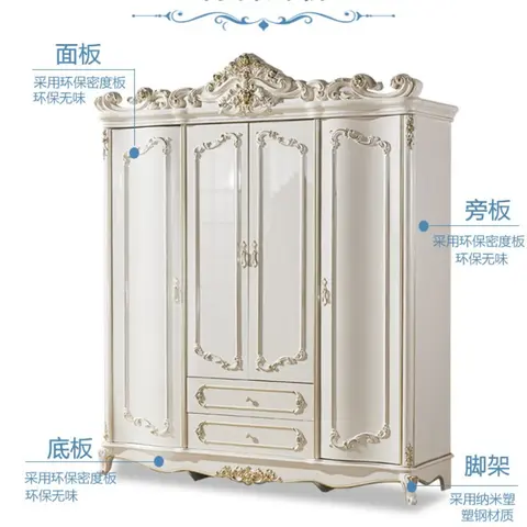 LYN bedroom solid wood pearlescent baking paint bedroom custom gold-painted wardrobe corner
